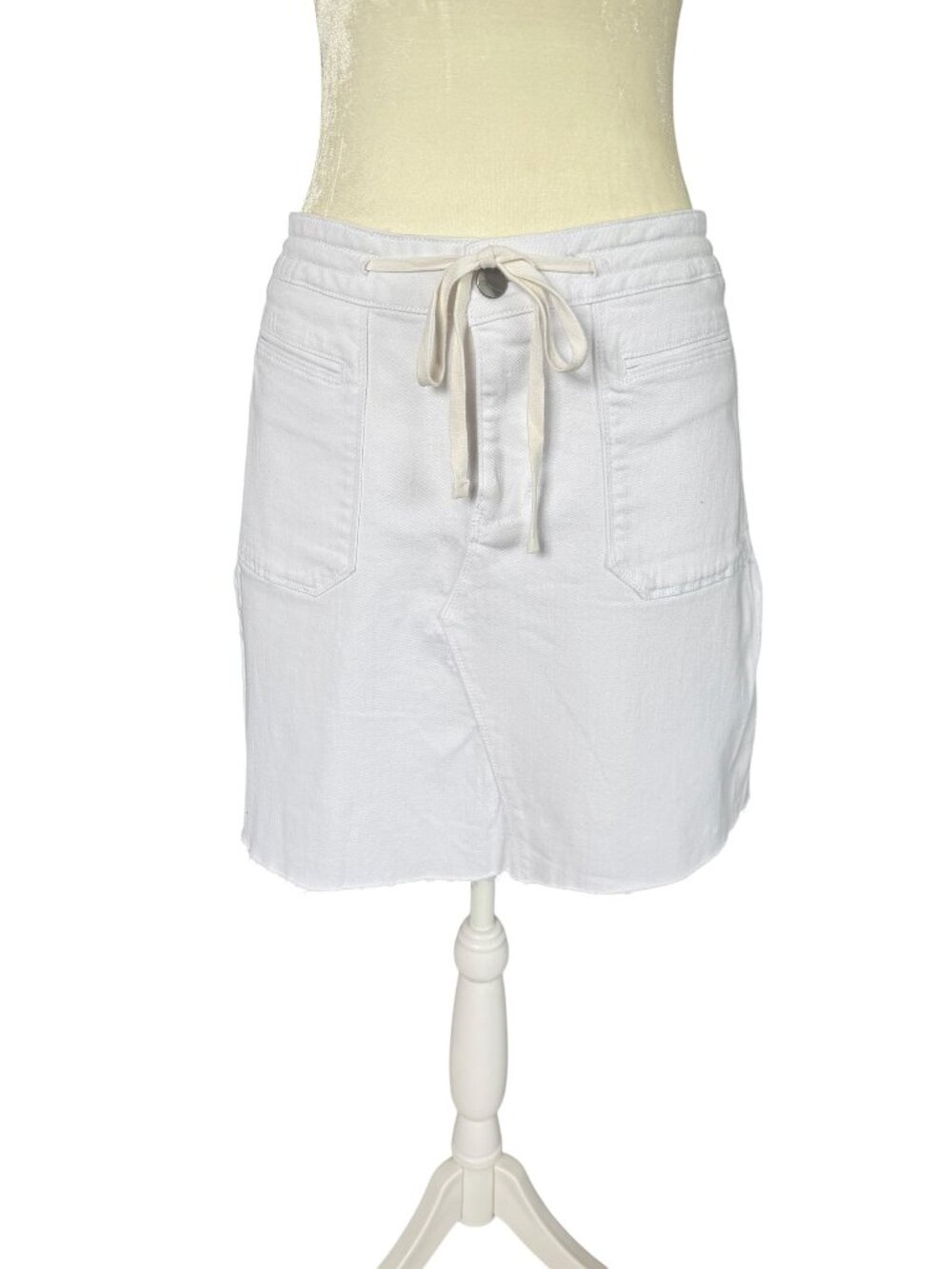 Dear John women's white stretchy drawstring mini skirt with pockets size 29 (8)